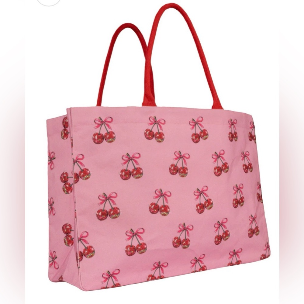BNWT Simply Southern XL Canvas Tote - Cherry Bows